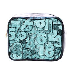 Blue Digits Background, Artwork, Numbers Mini Toiletries Bag (one Side)