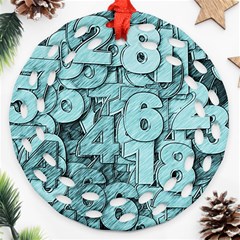 Blue Digits Background, Artwork, Numbers Ornament (round Filigree)