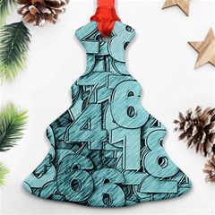 Blue Digits Background, Artwork, Numbers Ornament (christmas Tree) 