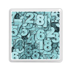 Blue Digits Background, Artwork, Numbers Memory Card Reader (square) by kyorashop23