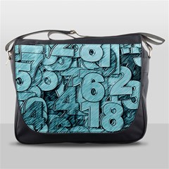 Blue Digits Background, Artwork, Numbers Messenger Bag by kyorashop23