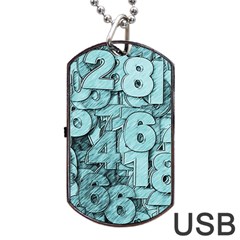 Blue Digits Background, Artwork, Numbers Dog Tag Usb Flash (two Sides) by kyorashop23