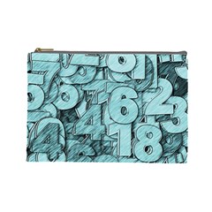 Blue Digits Background, Artwork, Numbers Cosmetic Bag (large) by kyorashop23