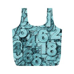 Blue Digits Background, Artwork, Numbers Full Print Recycle Bag (m) by kyorashop23