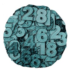 Blue Digits Background, Artwork, Numbers Large 18  Premium Flano Round Cushions by kyorashop23