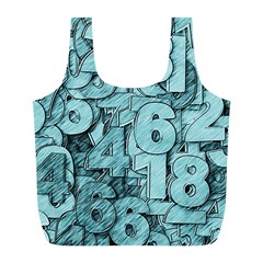 Blue Digits Background, Artwork, Numbers Full Print Recycle Bag (l) by kyorashop23