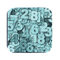 Blue Digits Background, Artwork, Numbers Square Metal Box (black) by kyorashop23