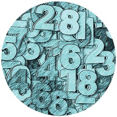 Blue Digits Background, Artwork, Numbers Wooden Puzzle Round by kyorashop23