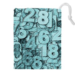 Blue Digits Background, Artwork, Numbers Drawstring Pouch (4xl) by kyorashop23