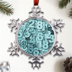 Blue Digits Background, Artwork, Numbers Metal Large Snowflake Ornament by kyorashop23