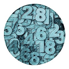 Blue Digits Background, Artwork, Numbers Round Glass Fridge Magnet (4 Pack)