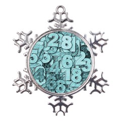 Blue Digits Background, Artwork, Numbers Metal Large Snowflake Ornament by kyorashop23