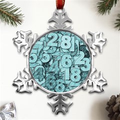 Blue Digits Background, Artwork, Numbers Metal Small Snowflake Ornament by kyorashop23