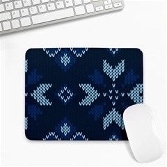 Blue Knitted Texture, Blue Christmas Background, Art Small Mousepad by kyorashop23