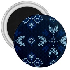 Blue Knitted Texture, Blue Christmas Background, Art 3  Magnets by kyorashop23