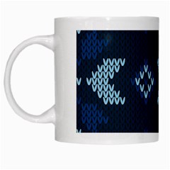 Blue Knitted Texture, Blue Christmas Background, Art White Mug by kyorashop23