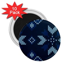 Blue Knitted Texture, Blue Christmas Background, Art 2 25  Magnets (10 Pack)  by kyorashop23