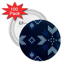 Blue Knitted Texture, Blue Christmas Background, Art 2 25  Buttons (100 Pack)  by kyorashop23