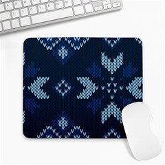 Blue Knitted Texture, Blue Christmas Background, Art Large Mousepad by kyorashop23