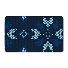 Blue Knitted Texture, Blue Christmas Background, Art Magnet (rectangular) by kyorashop23