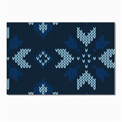 Blue Knitted Texture, Blue Christmas Background, Art Postcard 4 x 6  (pkg Of 10) by kyorashop23