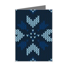 Blue Knitted Texture, Blue Christmas Background, Art Mini Greeting Card by kyorashop23