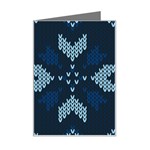 Blue Knitted Texture, Blue Christmas Background, Art Mini Greeting Card Left