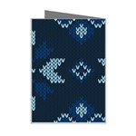 Blue Knitted Texture, Blue Christmas Background, Art Mini Greeting Card Right