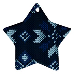 Blue Knitted Texture, Blue Christmas Background, Art Star Ornament (two Sides) by kyorashop23