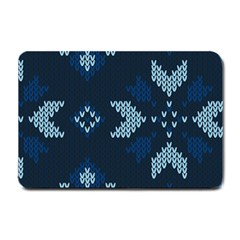 Blue Knitted Texture, Blue Christmas Background, Art Small Doormat by kyorashop23