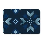 Blue Knitted Texture, Blue Christmas Background, Art Small Doormat 24 x16  Door Mat