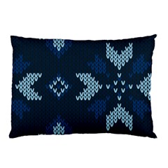 Blue Knitted Texture, Blue Christmas Background, Art Pillow Case by kyorashop23