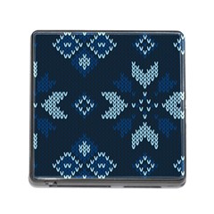 Blue Knitted Texture, Blue Christmas Background, Art Memory Card Reader (square 5 Slot) by kyorashop23