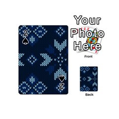 Blue Knitted Texture, Blue Christmas Background, Art Playing Cards 54 Designs (mini)