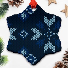 Blue Knitted Texture, Blue Christmas Background, Art Ornament (snowflake)