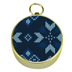 Blue Knitted Texture, Blue Christmas Background, Art Gold Compasses by kyorashop23