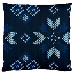 Blue Knitted Texture, Blue Christmas Background, Art Standard Premium Plush Fleece Cushion Case (two Sides) by kyorashop23