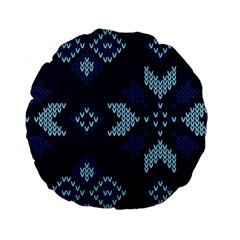 Blue Knitted Texture, Blue Christmas Background, Art Standard 15  Premium Flano Round Cushions by kyorashop23