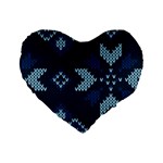 Blue Knitted Texture, Blue Christmas Background, Art Standard 16  Premium Flano Heart Shape Cushions Front