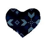 Blue Knitted Texture, Blue Christmas Background, Art Standard 16  Premium Flano Heart Shape Cushions Back