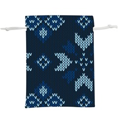 Blue Knitted Texture, Blue Christmas Background, Art Lightweight Drawstring Pouch (xl)