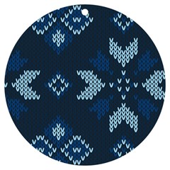 Blue Knitted Texture, Blue Christmas Background, Art Uv Print Acrylic Ornament Round by kyorashop23