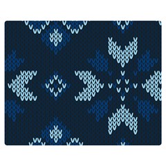 Blue Knitted Texture, Blue Christmas Background, Art Premium Plush Fleece Blanket (medium) by kyorashop23