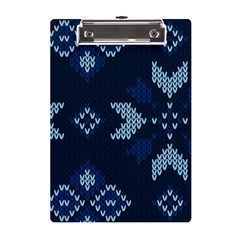 Blue Knitted Texture, Blue Christmas Background, Art A5 Acrylic Clipboard by kyorashop23