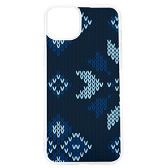 Blue Knitted Texture, Blue Christmas Background, Art Iphone 15 Pro Tpu Uv Print Case by kyorashop23