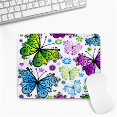 Butterflies, Abstract, Background, Colorful Small Mousepad by kyorashop23