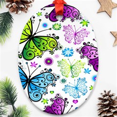 Butterflies, Abstract, Background, Colorful Ornament (oval) by kyorashop23