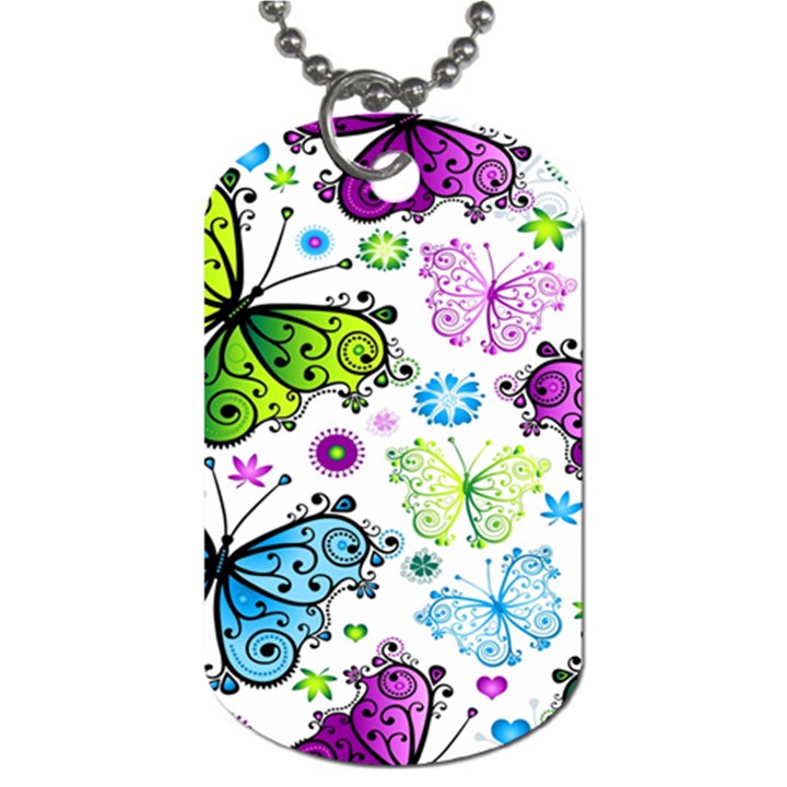 Butterflies, Abstract, Background, Colorful Dog Tag (One Side)