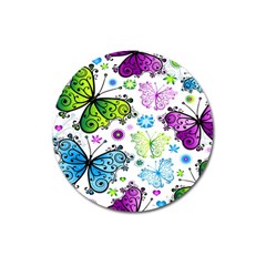 Butterflies, Abstract, Background, Colorful Magnet 3  (round) by kyorashop23