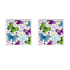 Butterflies, Abstract, Background, Colorful Cufflinks (square) by kyorashop23